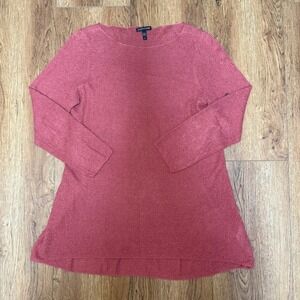 Eileen Fisher 100% Linen Top Dusty Rose Knit Textured Lagenlook Women's Small